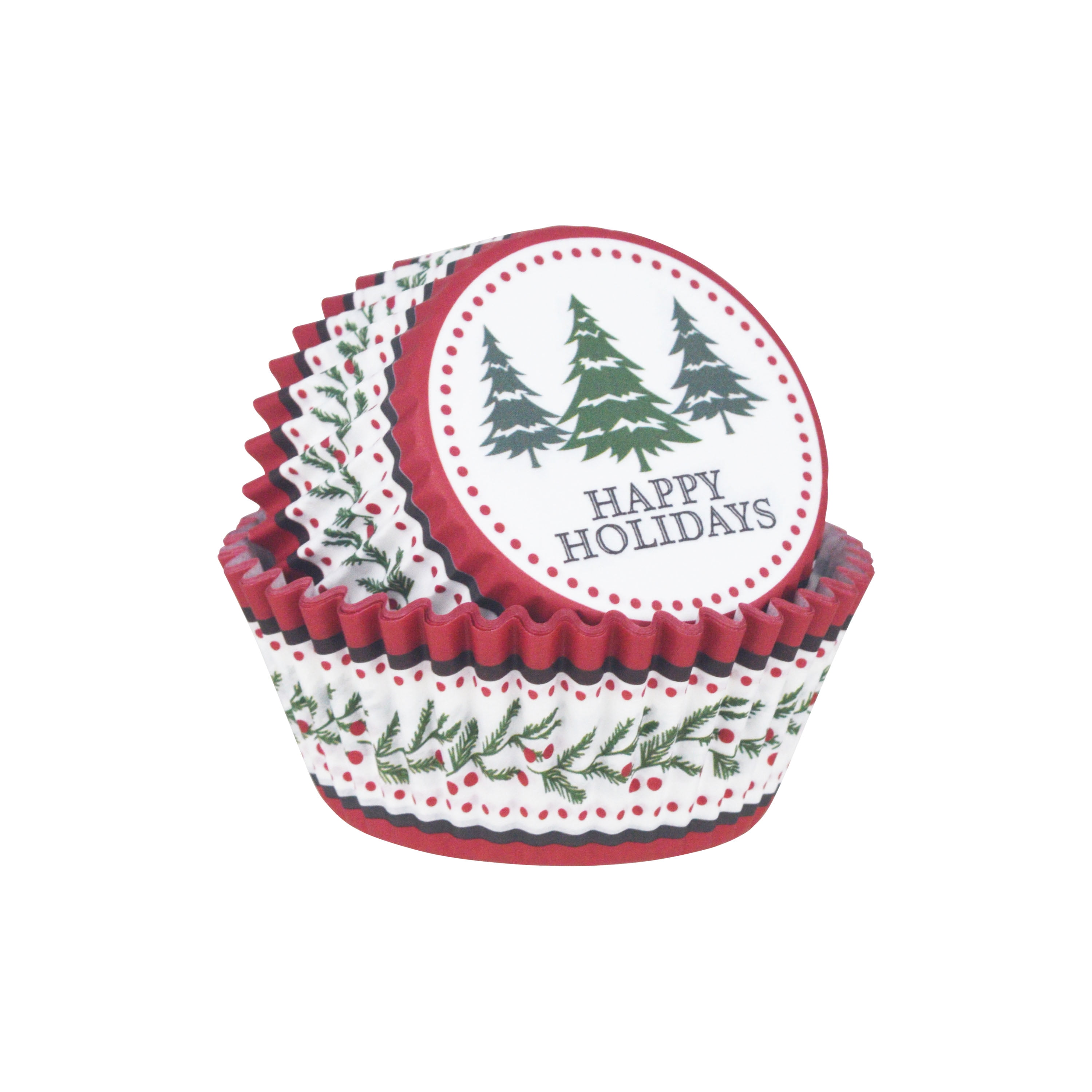 Holiday Time Christmas 50ct Paper Baking Cups Cmas Tree, 2in Dia