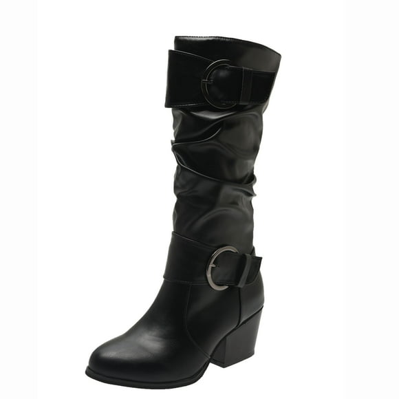 Juebong Boots on Clearance 2023 Cowboy Boots for Women - Wide Calf Knee High Cowgirl Boots with Side Zipper, Retro Slouchy Knee High Boots Fashion Tall Western Boot Pull On for Ladies Pointed Toe
