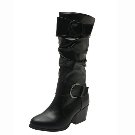 

Juebong Boots on Clearance 2023 Cowboy Boots for Women - Wide Calf Knee High Cowgirl Boots with Side Zipper Retro Slouchy Knee High Boots Fashion Tall Western Boot Pull On for Ladies Pointed Toe