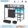 thumbnail image 3 of Mabor Loft Bed Twin Size with L-Shaped Desk & Charging Station Twin Metal Loft Bed with LED Lights & 7 Drawers & Clothes Rail for Bedroom, No Box Spring Needed, Black, 3 of 11