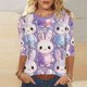 thumbnail image 1 of Xuyuer Women's Easter Printed 3/4 Sleeve T-Shirt, Cute Casual Summer Top Trendy Blouse Outfit for Holiday, 1 of 9
