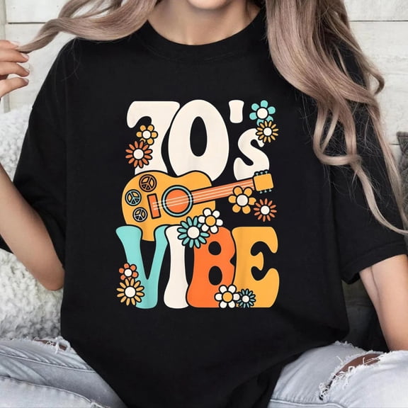 100% Cotton Unisex 70's Vibe Shirt Funny 70s Retro Party Boho Hippie Peace Sign T-Shirt