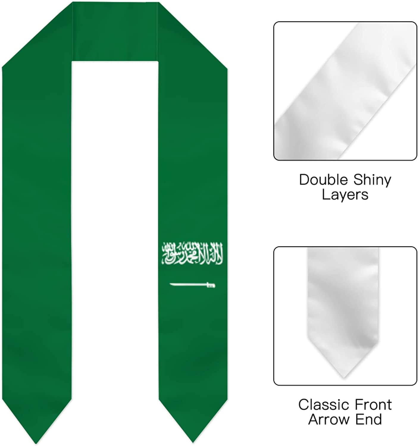 DABOYOZHZH Saudi Arabia Flag Graduation Shawl Sash Stole Wraps