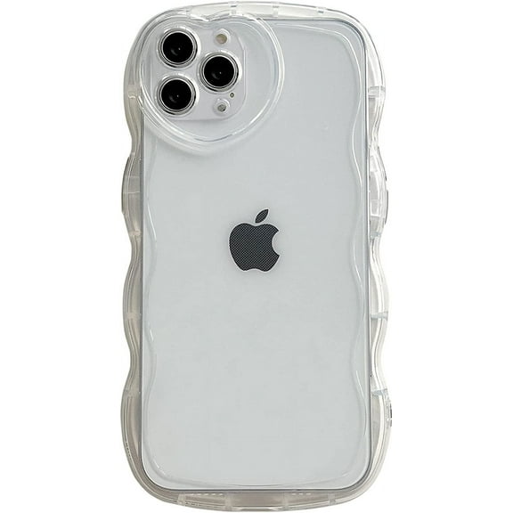 for iPhone 12 Pro Max Case(2020 6.7"),Cute Clear Love Case,with Love-Heart Camera Frame Wavy Edge Transparent Full Protection Soft TPU Shockproof Phone Case Cover for Women Girls Clear