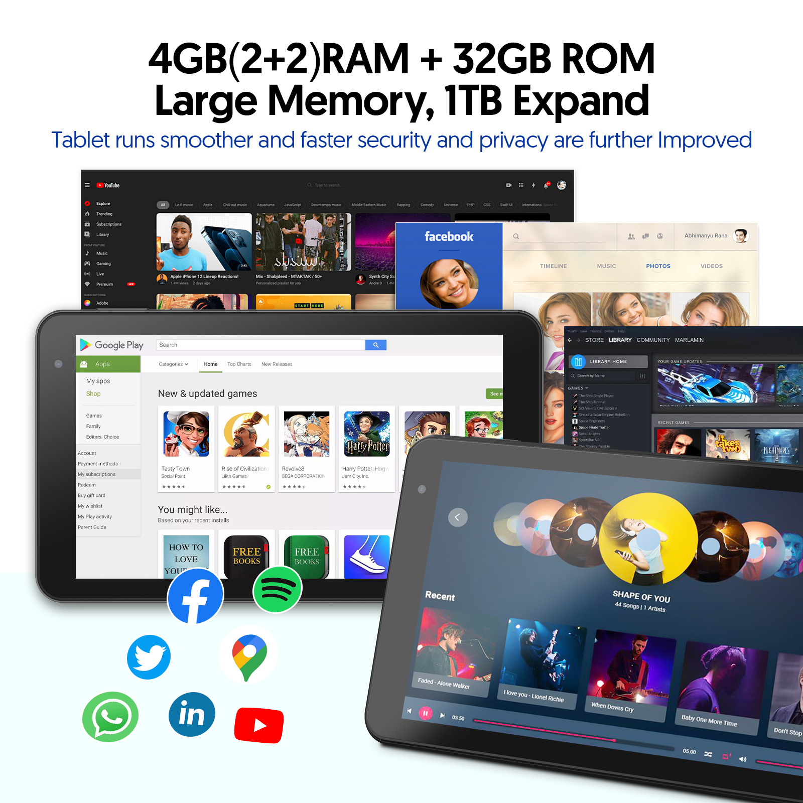 PUTECCH 7 inch Tablet Android 13 Tablets,4GB+32GB ROM （1TB Expand）, WiFi6, Quad-Core Processor Tablet PC, 1024 x 600 IPS Touch Screen，Black
