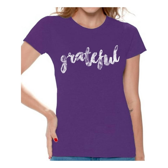 Awkward Styles Happy Thanksgiving T-Shirt Grateful Shirts for Women