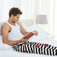 thumbnail image 6 of Picia Ladybugs on Black and White Striped Mens Soft Woven Cotton Elastic Waistband Sleep Pajama Pant Lounge Sleep Pant With Pockets And Drawstring-XX-Large, 6 of 9