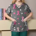 thumbnail image 5 of WTOBBY Women's Stylish Cross V-Neck Short Sleeve Work Overalls with Double Layer Pockets Printed Scrub Top, Functional Nursing Uniform Apparel Comfortable for Long Hours ,Light Gray 3XL, 5 of 5