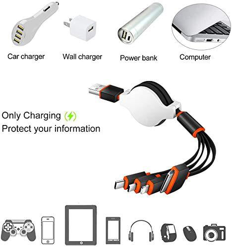 Multiple USB Charger Cable Closeup Historical Vintage Airplane Travel Multi 3 in 1 Retractable USB Multi Charging Cable with Micro USB/Type C Compatible with Cell Phones Tablets and More 