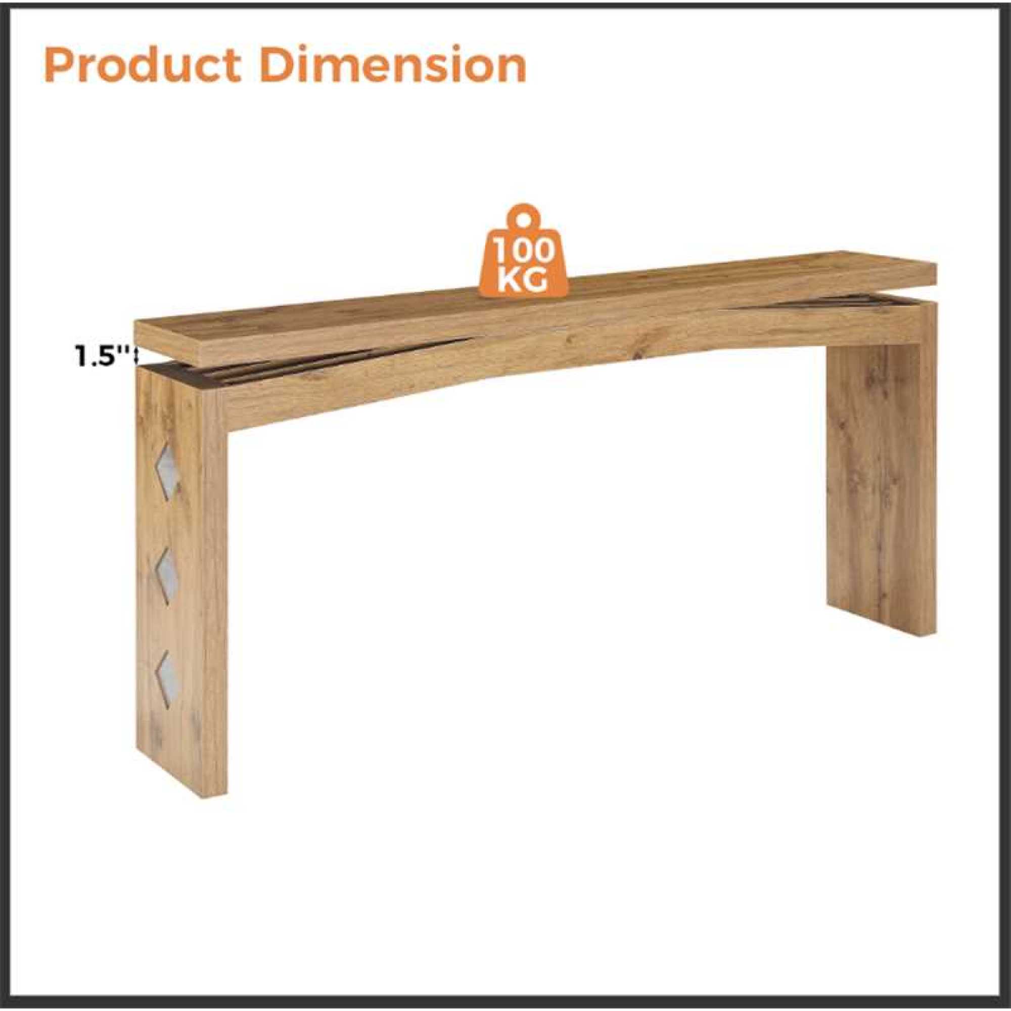HOQBN Wood-Style Console Table, Sofa Back Side Table, 31" High Entryway Desk for Hallway, Living Room and Entrance Natural