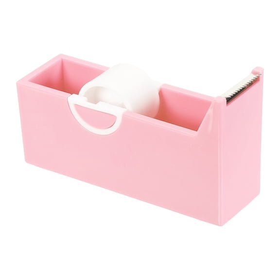 1 Pack Tape Dispenser Desk, Small Desktop Tape Dispenser Cutter Holder for 17mm/0.65" Eyelash Tapes Rolls Desk Home Office Supplies, Pink