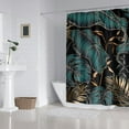 thumbnail image 5 of Green Gold Tropical Palm Leaves Shower Curtain Abstract Banana Leaf Modern Botanical Plant Nature Aesthetic Emerald Green Bathroom Decor Waterproof Fabric 72Lx72W Inch with Hooks, 5 of 6