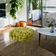 thumbnail image 2 of Home Soft Things Fox Faux Fur Pouf Stool Ottoman - Green Moss - 17x17x17", 2 of 7