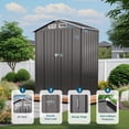 thumbnail image 5 of AENKYO 5x3 FT Outdoor Metal Storage Shed with Vents, Waterproof Steel Tool Shed for Garden, Patio, or Backyard, Dark Grey, 5 of 8