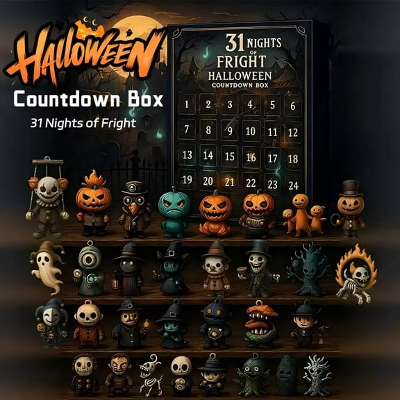 2025 Halloween Advent Calendar 31 Nights of Fright Countdown Surprise Gift Box with Scary Doll Hanging Charms & Mini Decorations