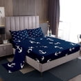thumbnail image 2 of Summer Anchor Sheet Set Queen Size, Nautical Anchor Bedding Set for Kids Boys Teens Room Decor, Fashion Navy Blue Bed Sheet Set 4pcs with Deep Pocket Fitted Sheet + Flat Sheet + 2 Pillowcases, 2 of 7