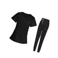 thumbnail image 2 of kurtrusly Female Scrub Set Nurse v neckline Machine Washable Short Sleeves Suit Black L 1Set, 2 of 6