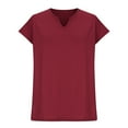 thumbnail image 6 of BLVB Women's Short Sleeve Shirts V Neck Solid Color Summer Basic Tops Loose Casual Side Slit Tunic T-Shirts Tee Blouses, 6 of 7