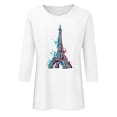 thumbnail image 4 of Pompotops T-shirt Ample Imprimé Mode Femme Manches 3/4 Blouse Col Rond Hauts Décontractés Liquidation, 4 of 4