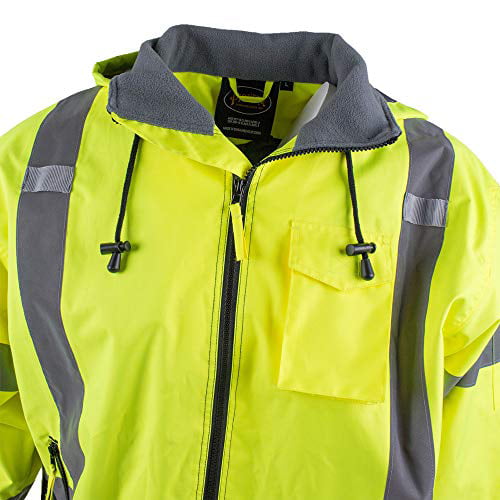 Pioneer Waterproof PVC Work Suit for Men – Repel Rain Gear Yellow Safety  Jacket and Bib Pants - 3 PC Set With Detectable Hood