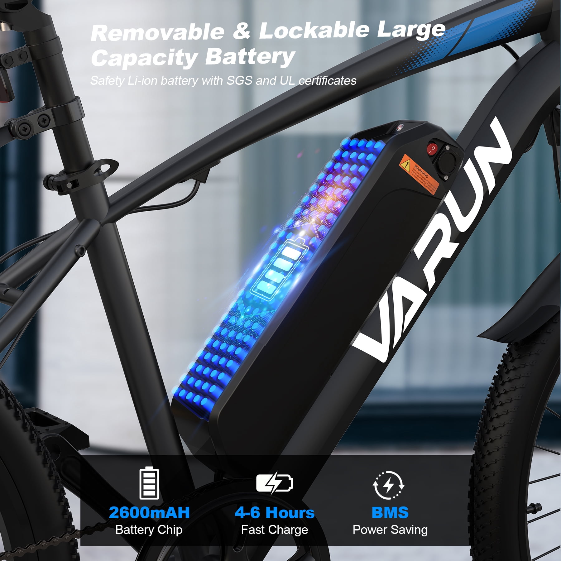 Varun Electric Bike for Adults, 24'' 500W Peak Ebike, Up to 35 Miles 20MPH Electric Mountain Bike with 36V 7.8AH Removable Battery, Fenders, Front Fork Suspension