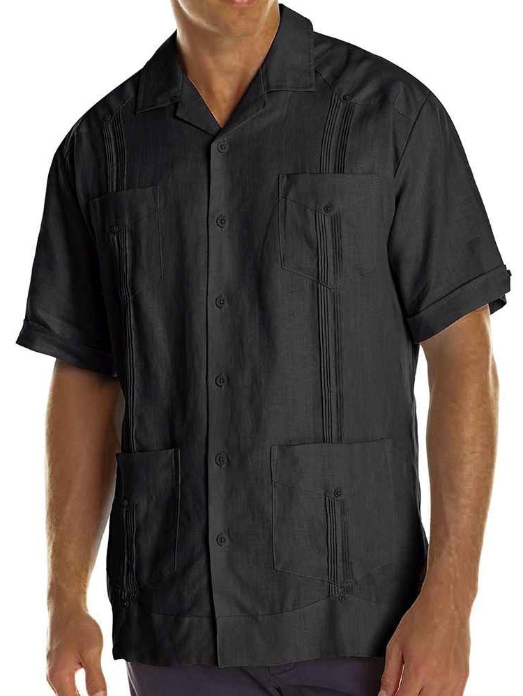 Cubavera - Men's Short Sleeve 100% Linen Guayabera SIZE:S COLOR:BK ...