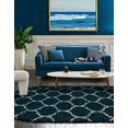 thumbnail image 2 of Unique Loom Trellis Shag Collection Area Rug - Ruby (4' x 6' Oval Navy Blue/Ivory), 2 of 9