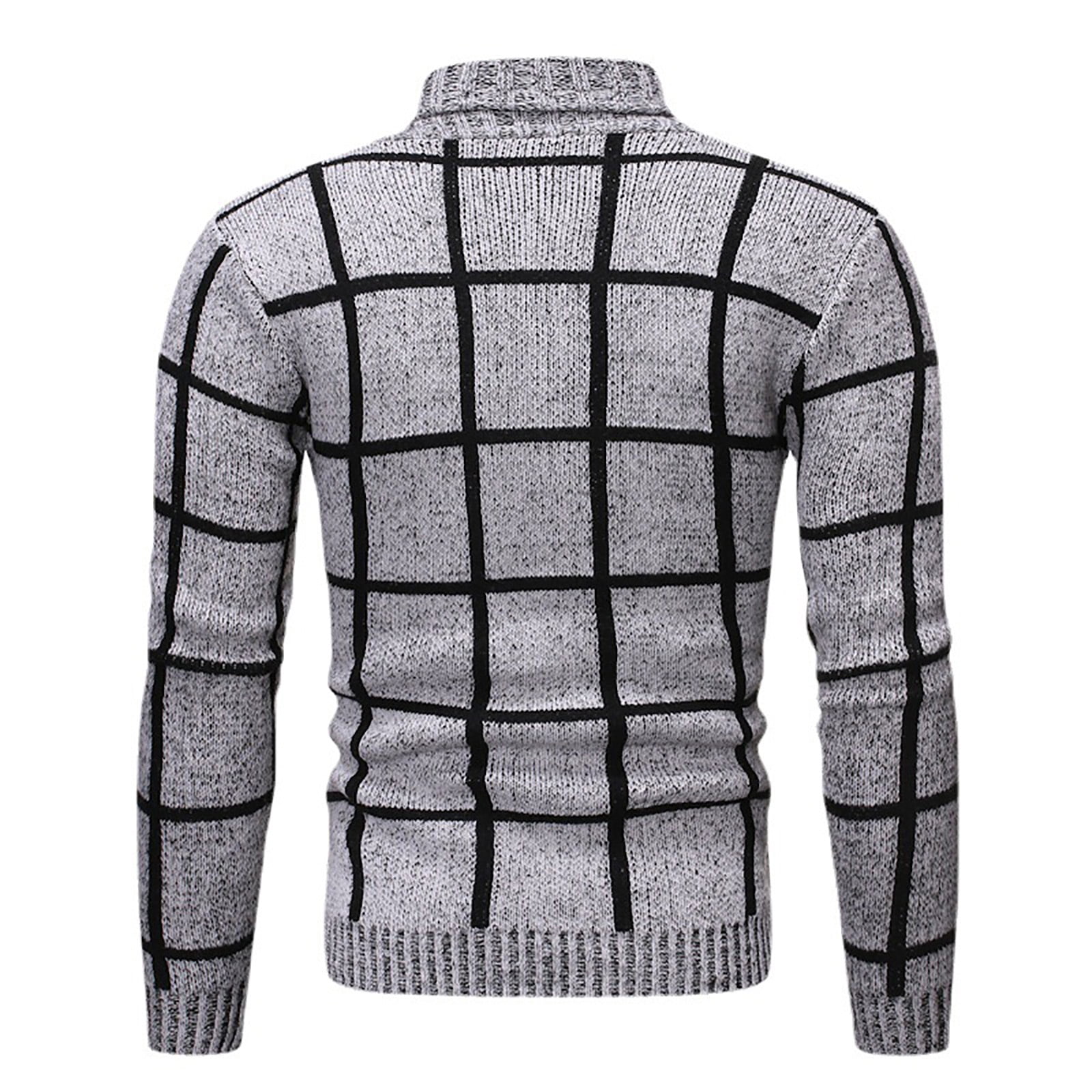 Men's Classic Print Button Cardigan Knit Jacket British Casual Top Classic  Solid Sweater 