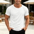 thumbnail image 2 of FINALGANG Mens Scoop Neck Short Sleeve Tee Soft Stretchy Relaxed Fit Plain Solid Color Everyday Basic Casual Top Versatile TShirts White L, 2 of 7