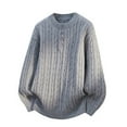 thumbnail image 2 of Dolkfu Gray Sweaters Men Cable Knit Pullover Sweaters Loose Fit Crew Neck Solid Sweater for Men L, 2 of 4