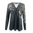 thumbnail image 4 of ibuvkizy Womens Tops Women Casual Printing Long Sleeve Buttons Slim Blouse T-shirt Tops,Tshirts for Women,Plus Size Blouses Shirts,Summer Tops for Women 2025, 4 of 5