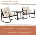 thumbnail image 2 of SUNCROWN 3 Pieces Outdoor Rocking Chair Set Patio Wicker Rattan Bistro Set Conversation Furniture with Cushions and Glass Coffee Table(Beige), 2 of 13
