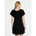 thumbnail image 4 of Time and Tru Women's Tiered Cotton Mini Dress with Flutter Sleeves, Sizes XS-XXXL, 4 of 6