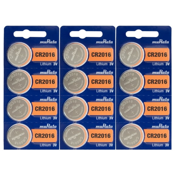 Murata CR2016 Battery - 3 Volt Lithium 12 Pack