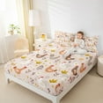 thumbnail image 4 of Feelyou Farmhouse Rooster Child Queen Sheet Sets, Kawaii Farm Animal Flat Sheet, Flower Leaf Botanical Queen Fitted Sheet, Ultra Soft Bedroom Decor, 4pcs, 4 of 7