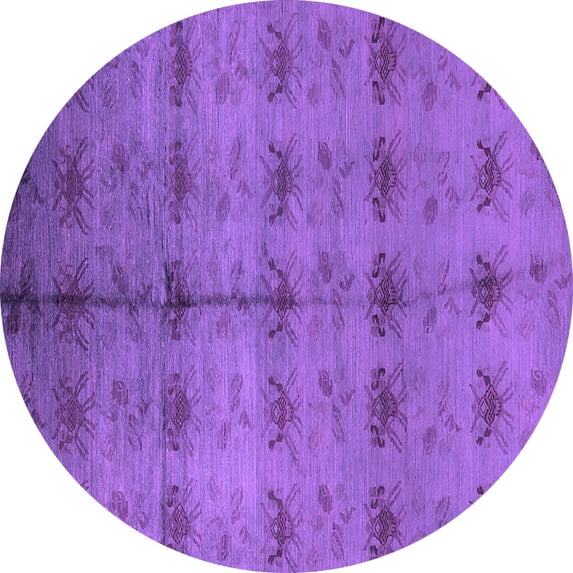 Ahgly Company Indoor Round Oriental Purple Industrial Area Rugs, 3' Round