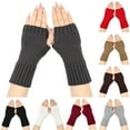 thumbnail image 4 of WREESH Women's Winter Wrist Arm Warmer Solid Knitted Long Fingerless Gloves Mitten White, 4 of 4