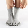 thumbnail image 1 of facefd 1Pair Comfy Five Toe Socks Cotton High Crew Sock Athletic Solid Socks Grey, 1 of 7