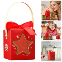 BinKFF Christmas Cookie Boxes with Window 3.3 x 3.9 x 3.3 inch Xmas Treat Boxes Candy Bakery Cupcakes Desert Container for Pastries Packaging Christmas Party Supplies Gift Giving