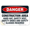 thumbnail image 1 of Construction Area Sign, OSHA Danger Sign, 10x7 Vinyl Sticker, 1 of 1
