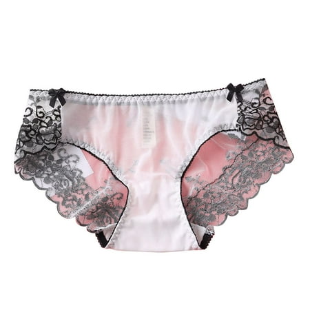 

Gaiseeis Women Pantie Sexy Lace knicker High Elastic Embroidery Yarn Underpants Underwear White L