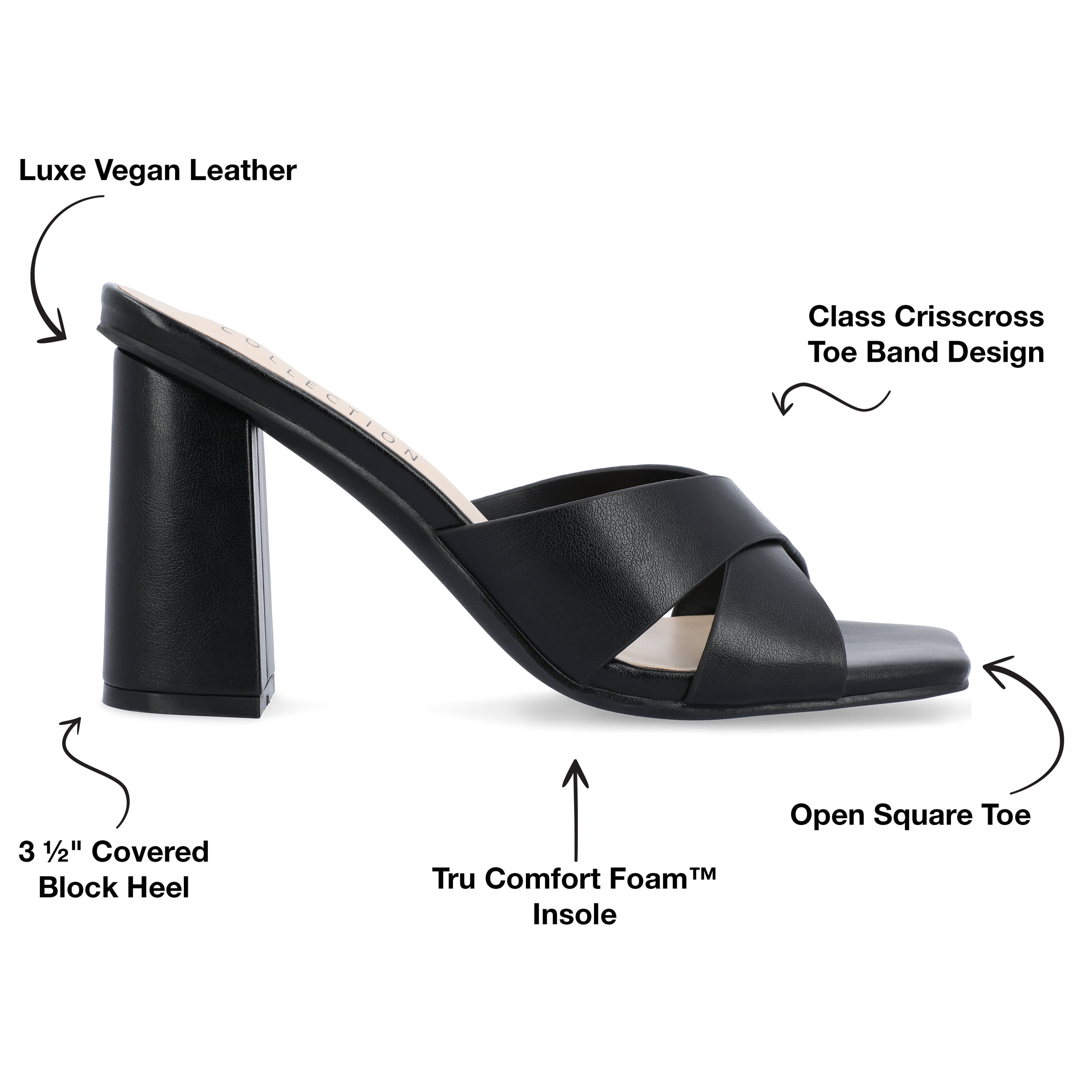 Journee Collection Womens Chazz Tru Comfort Foam Vegan Leather Block Heel Sandals
