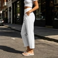 thumbnail image 4 of Ruimatai Womens High Waist Button Front Pleated Capri Pants Pockets Straight Leg Casual Trousers, 4 of 8
