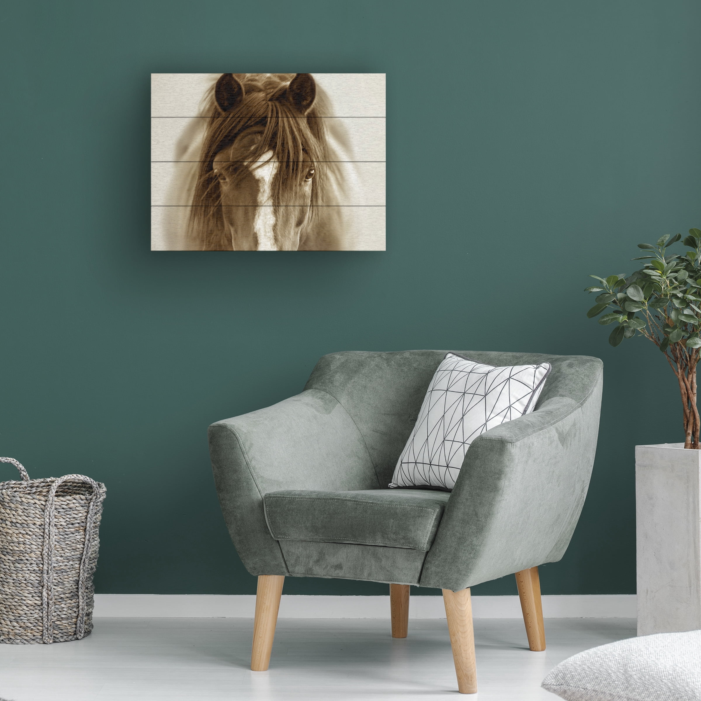 Lisa Dearing 'Ghost Horse' Wood Slat Art 12x16