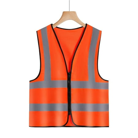 

YIWEI Men Work Jacket Safety Vest High Visibility Security Reflective Jacket Waistcoat Orange