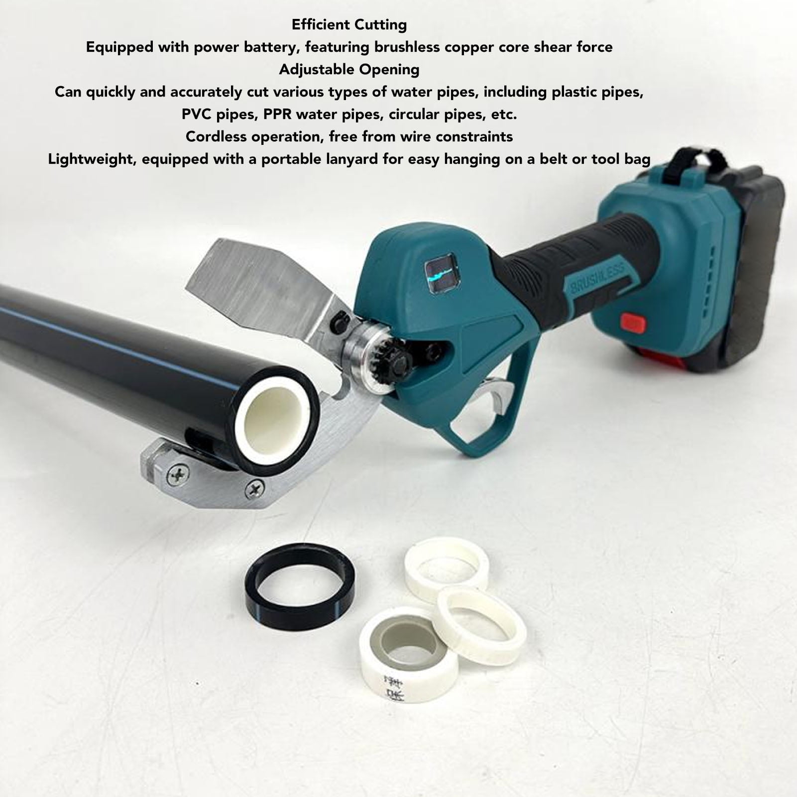 Electric Pipe Cutter Cordless PVC Pipe Cutter Adjustable Opening Pipe Shear LED Display for Cutting HDPE Plastic Pipes with Button Lock Single Cutting Protection Walmart