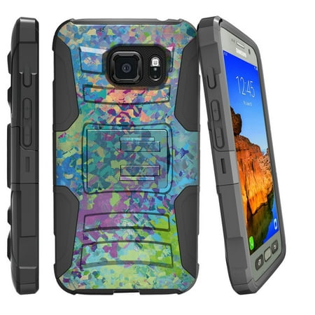 Samsung Galaxy [S7-ACTIVE G891/891A Model] Miniturtle® Clip Armor Dual Layer Case Rugged Exterior with Built in Kickstand + Holster - Abstract Summer