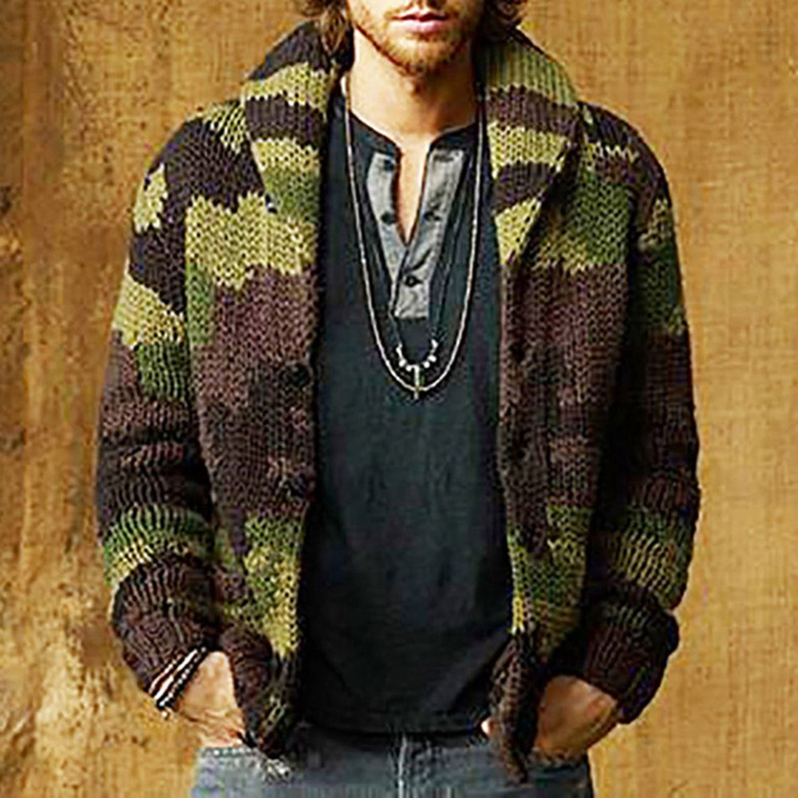 Mens Camo Cardigan