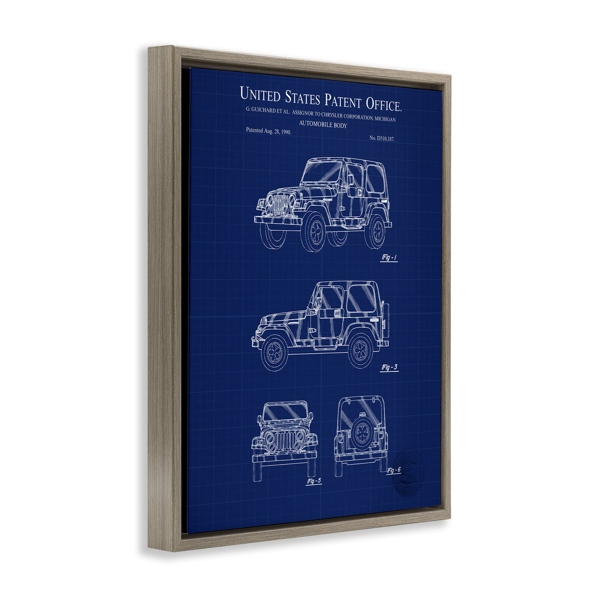 Stupell Industries Automobile Body Blueprint Transportation Painting Brown Floater Framed Art Print Wall Art, 25 x 31