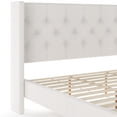 thumbnail image 2 of Martha Stewart King Upholstered Platform Bed with Tufted Wingback Headboard and Cushioned Siderails, Wood Slat Foundation, No Box Spring Needed, White, 2 of 11